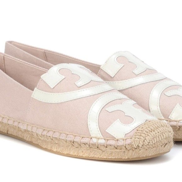 Tory Burch Shoes - Tory Burch Canvas Espadrille Patent Leather Logo Casual Slip On Flats 8.5M